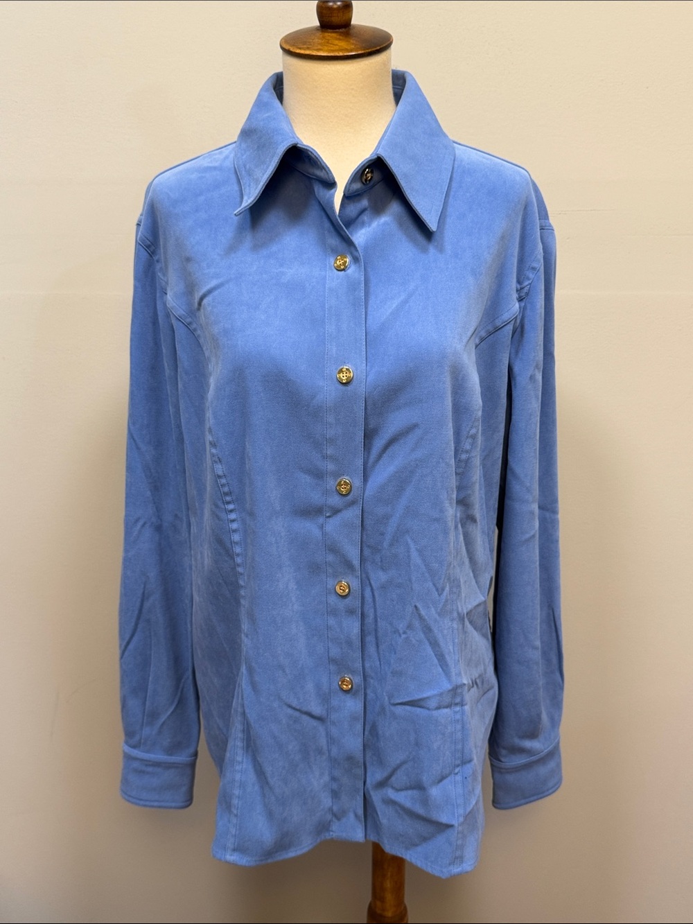 St. John Sport By Marie Gray blue button down shirt women’s sz M